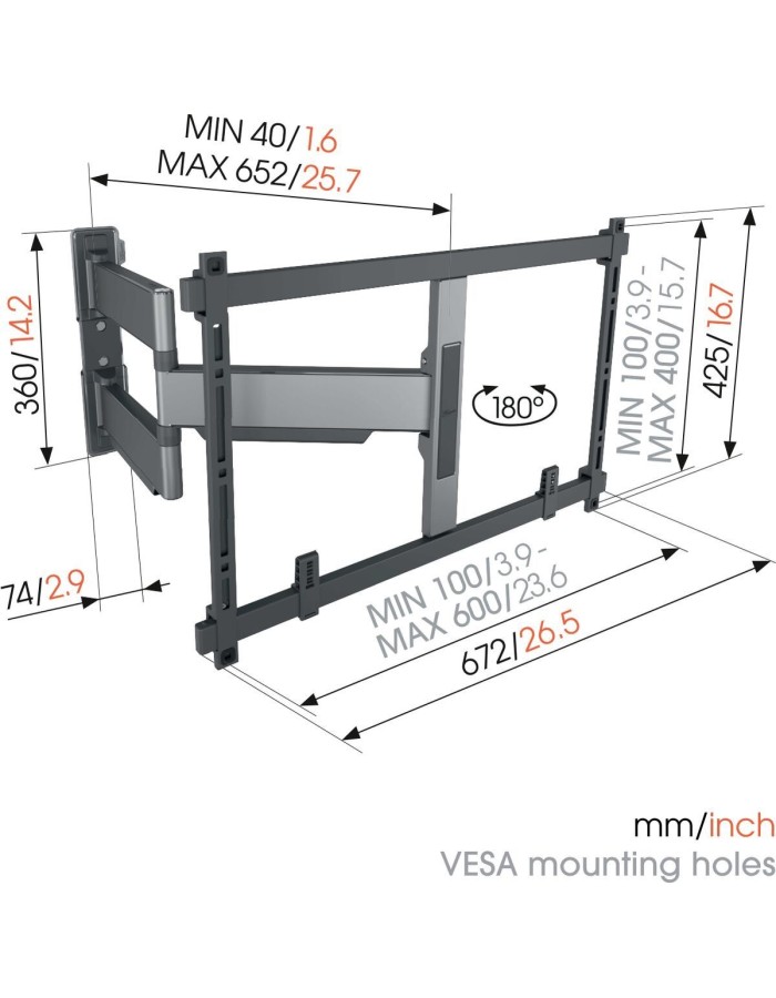 Vogels ELITE TVM5645-G TV Wall Mount 60x40 Turn up to 45kg Grey (replaces THIN545)