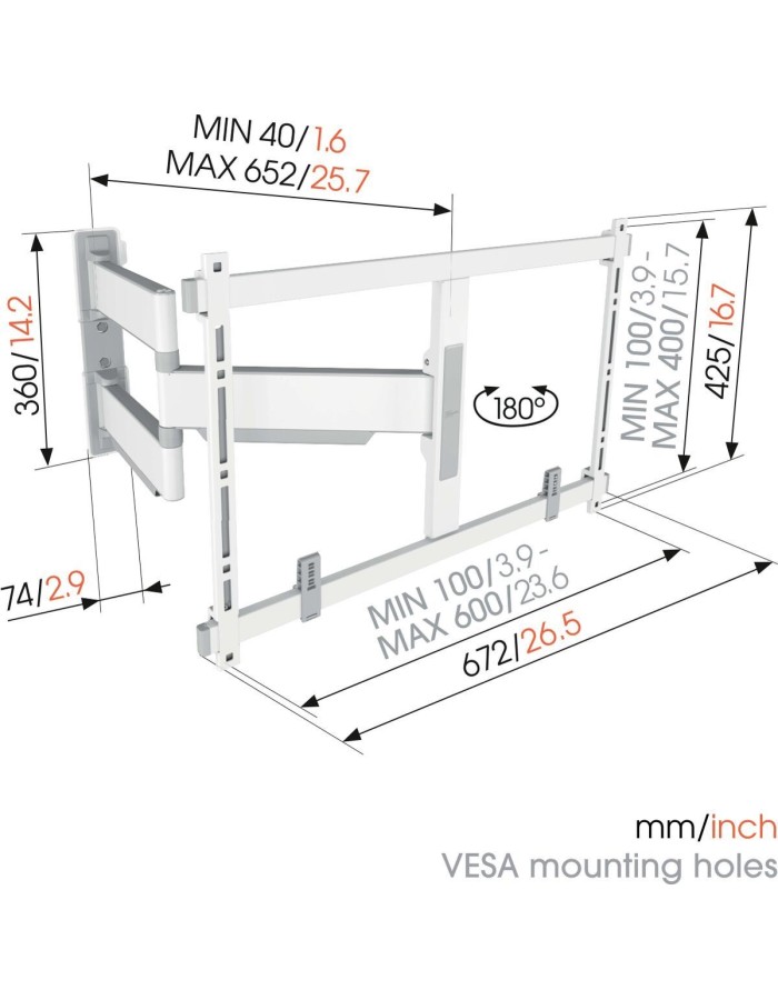 Vogels ELITE TVM5645-W TV Wall Mount 60x40 Turn up to 45kg White (replaces THIN545)