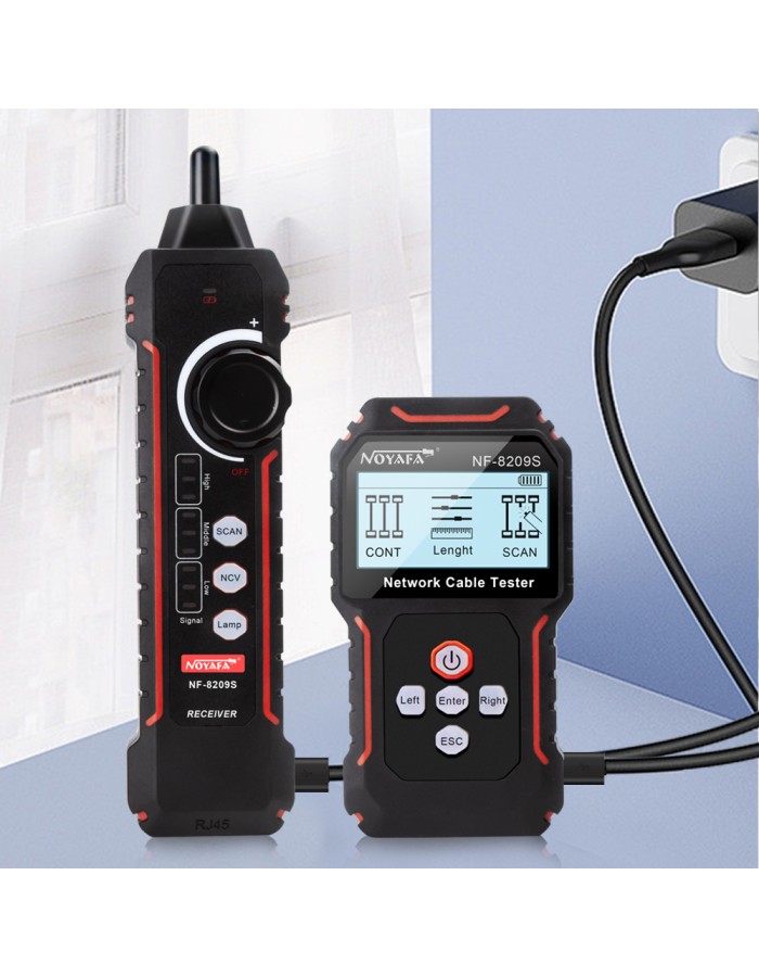 Noyafa Network Tester & Tracker with PoE, Cable Length, Port Flashing, NCV & Rechargeable Battery NF-8209S Noyafa Network Tester & Tracker with PoE, Cable Length, Port Flashing, NCV & Rechargeable Battery NF-8209S