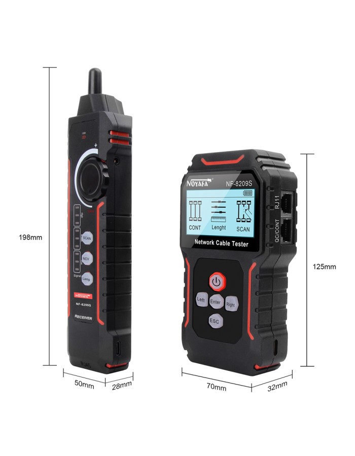 Noyafa Network Tester & Tracker with PoE, Cable Length, Port Flashing, NCV & Rechargeable Battery NF-8209S Noyafa Network Tester & Tracker with PoE, Cable Length, Port Flashing, NCV & Rechargeable Battery NF-8209S
