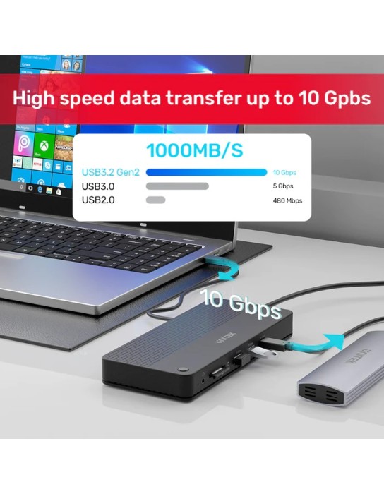 Unitek USB-C Hub USB4 MST HDMI/DP/Gb/SD/Audio/PD100W D1079A Unitek USB-C Hub USB4 MST HDMI/DP/Gb/SD/Audio/PD100W D1079A