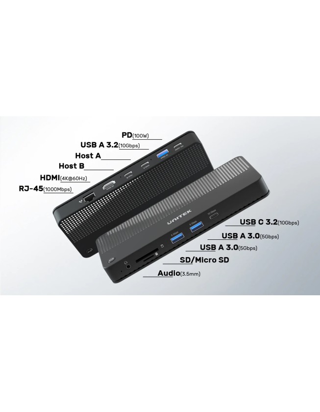 Unitek USB-C Hub USB3.2 KVM HDMI/Gb/SD/Audio/PD100W D1077A