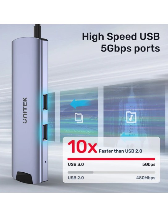 Unitek USB-C Hub USB3.0 HDMI/GB/PD100W H1112F Unitek USB-C Hub USB3.0 HDMI/GB/PD100W H1112F