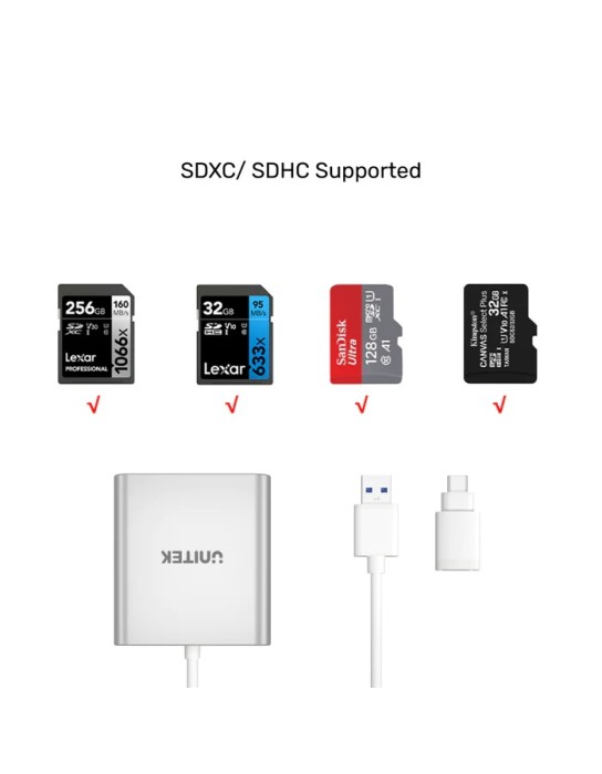 Unitek Y-9313D USB-A/C 3.0 Aluminium SD/Micro SD/CF Card Reader Unitek Y-9313D USB-A/C 3.0 Aluminium SD/Micro SD/CF Card Reader