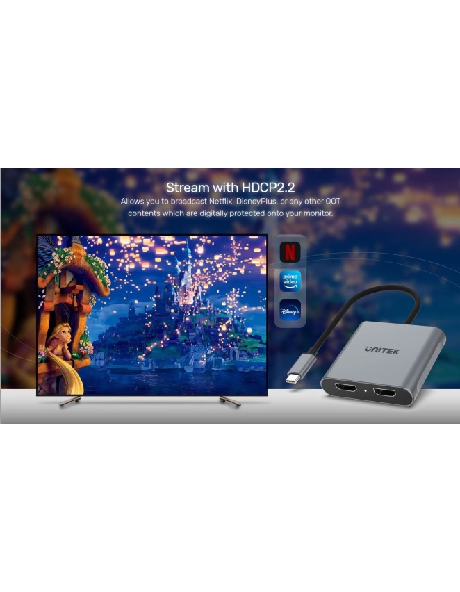Unitek Converter USB-C to HDMI Dual 4K 60Hz MST V1404B