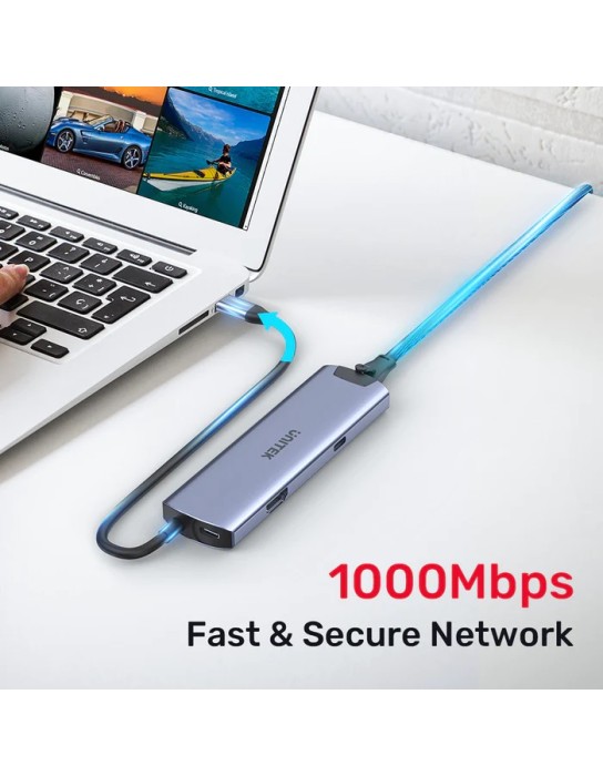 Unitek USB-C Hub USB3.0 HDMI/GB/PD100W H1112F Unitek USB-C Hub USB3.0 HDMI/GB/PD100W H1112F