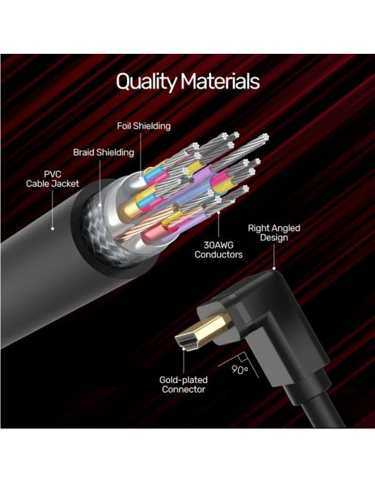 Unitek HC HDMI Right Angle Cable 90 Degrees 3.0m Y-C1002 Unitek HC HDMI Right Angle Cable 90 Degrees 3.0m Y-C1002