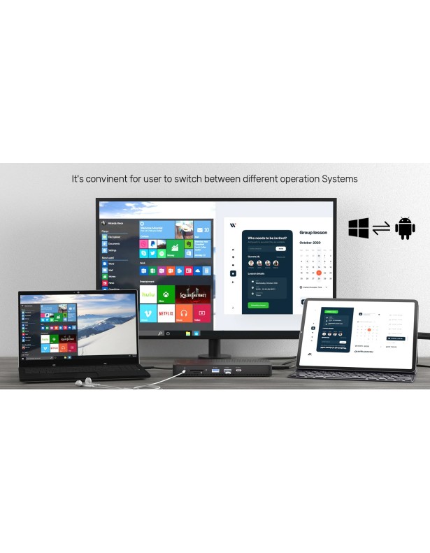 Unitek USB-C Hub USB3.2 KVM HDMI/Gb/SD/Audio/PD100W D1077A