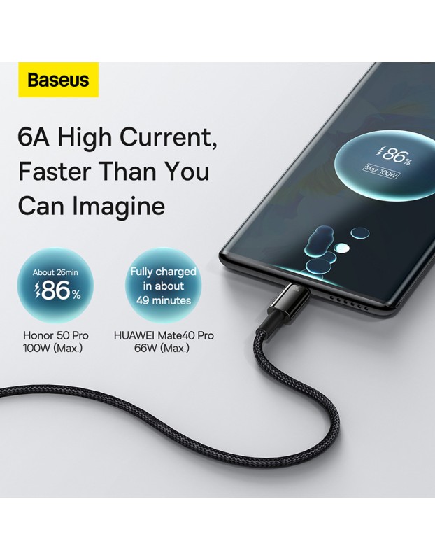 Baseus Cable USB-C to USB-A Tungsten Gold 100W 2.0m Blk Baseus Cable USB-C to USB-A Tungsten Gold 100W 2.0m Blk