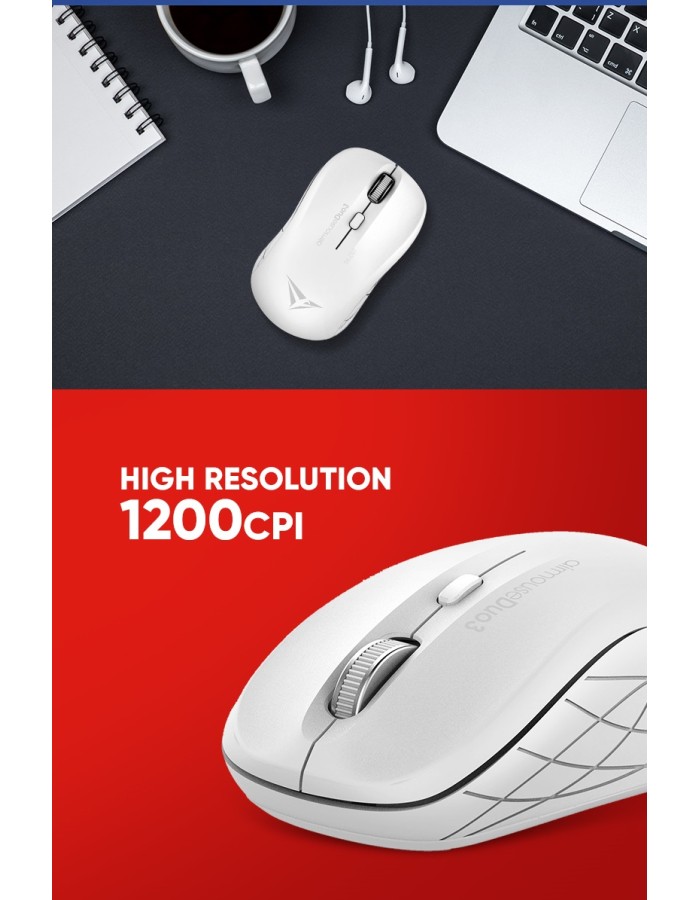 Alcatroz AIRMOUSE DUO 3 Wireless/BT Silent Mouse White Alcatroz AIRMOUSE DUO 3 Wireless/BT Silent Mouse White