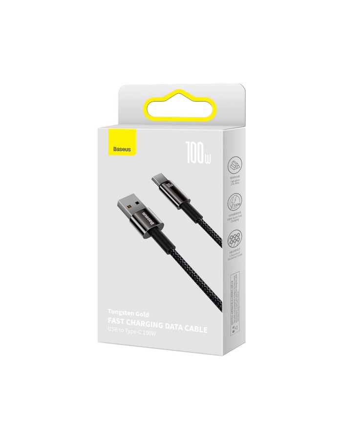 Baseus Cable USB-C to USB-A Tungsten Gold 100W 2.0m Blk Baseus Cable USB-C to USB-A Tungsten Gold 100W 2.0m Blk