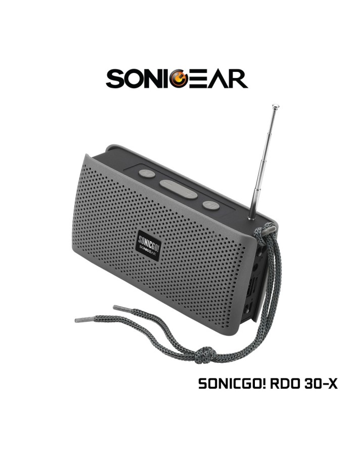 SonicGear SONICGO! RDO30-X Portable BT/FM/USB Speaker Gray