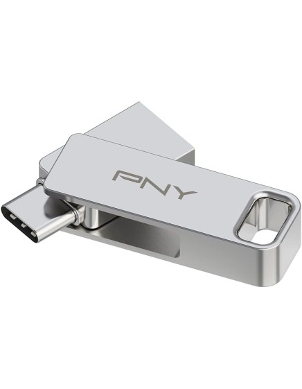 PNY Flash Drive Duo Link USB 3.2 Dual Connector OTG Capless Swivel 256GB Black FDI256DULINKTYC