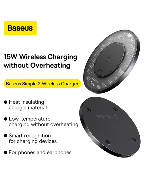 Baseus Wireless Charger 15W SIMPLE 2 Black Baseus Wireless Charger 15W SIMPLE 2 Black