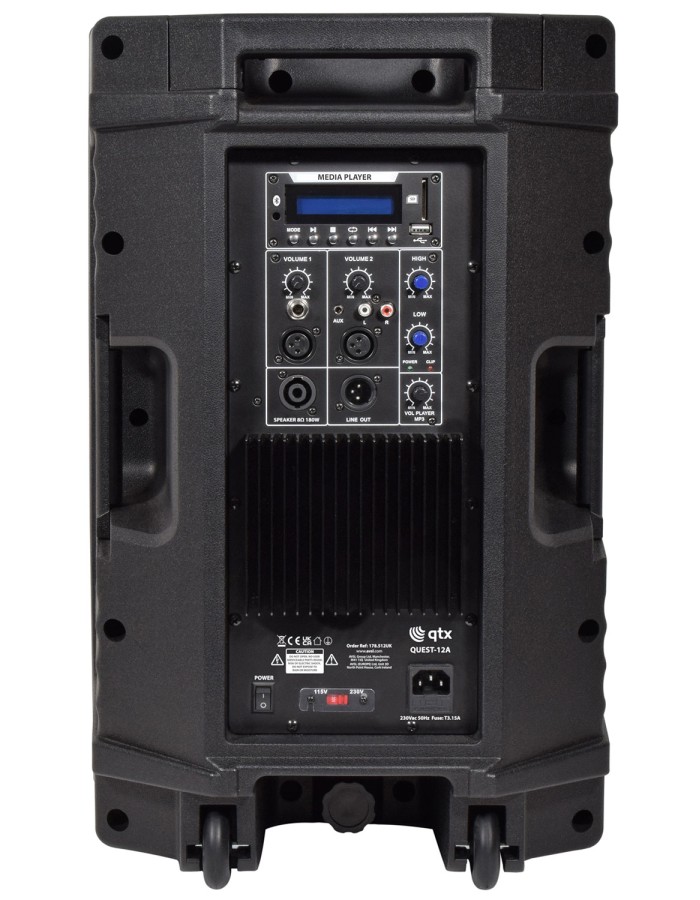 QTX QUEST-12A Active Speaker 12'' BT/USB/FM 720W 178.512UK QTX QUEST-12A Active Speaker 12'' BT/USB/FM 720W 178.512UK