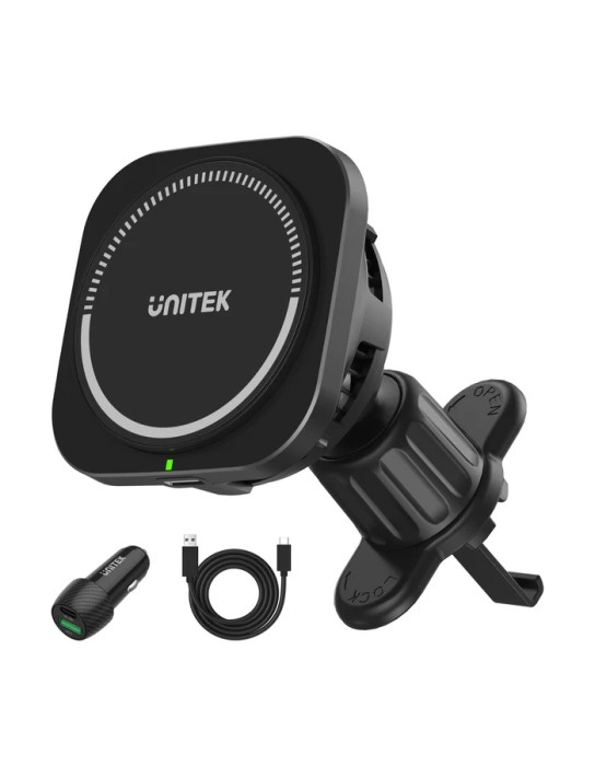 Unitek Wireless 15W MagSafe Car Mount Kit with Cooling Fan + 38W Charger & USB-Cable P1403A Unitek Wireless 15W MagSafe Car Mount Kit with Cooling Fan + 38W Charger & USB-Cable P1403A