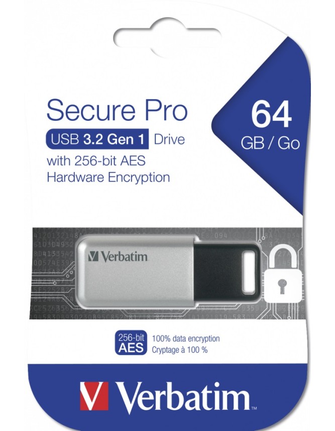 Verbatim USB Drive 3.2 Secure Data Pro AES Encryption 64GB Verbatim USB Drive 3.2 Secure Data Pro AES Encryption 64GB