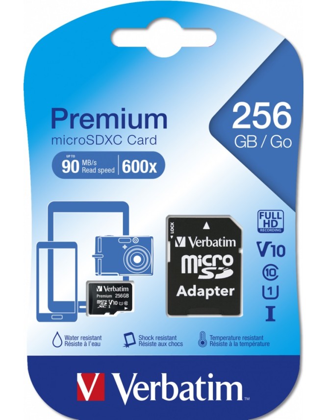 Verbatim Micro SD Card+Adapter Class10 U1 256GB Verbatim Micro SD Card+Adapter Class10 U1 256GB