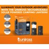 Uniross ULSA05 Solar & USB Rechargeable 360 degrees Lantern with Powerbank Uniross ULSA05 Solar & USB Rechargeable 360 degrees Lantern with Powerbank