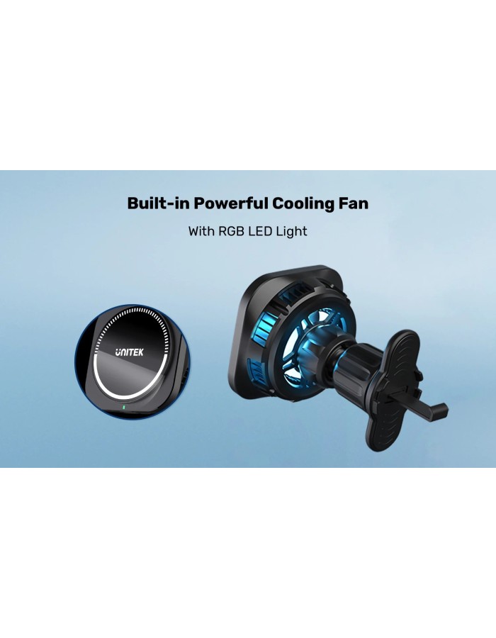 Unitek Wireless 15W MagSafe Car Mount Kit with Cooling Fan + 38W Charger & USB-Cable P1403A Unitek Wireless 15W MagSafe Car Mount Kit with Cooling Fan + 38W Charger & USB-Cable P1403A