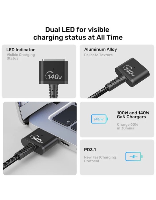 Unitek MC USB-C to MagSafe Charging Cable 140W 2.0m Unitek MC USB-C to MagSafe Charging Cable 140W 2.0m