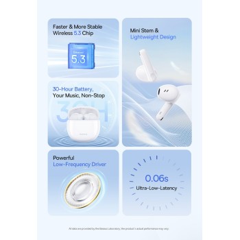 Baseus Headphones In Ear TWS Bowie E13 Moon White Baseus Headphones In Ear TWS Bowie E13 Moon White