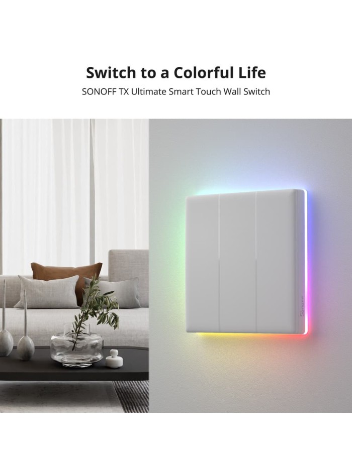 Sonoff T52C-WiFi Smart Wall Touch Switch 2-Button White