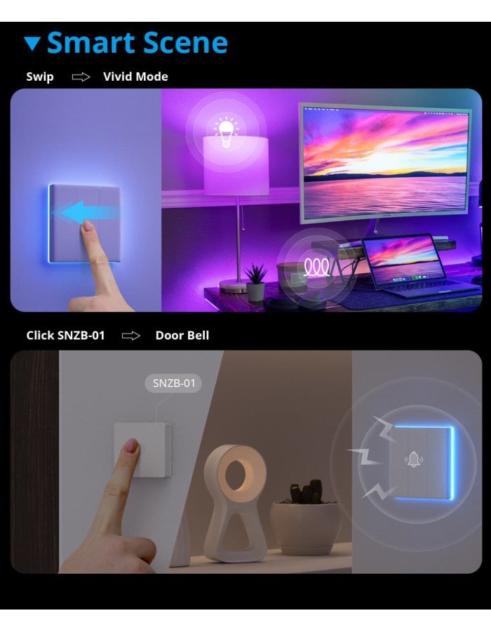 Sonoff T53C-WiFi Smart Wall Touch Switch 3-Button White
