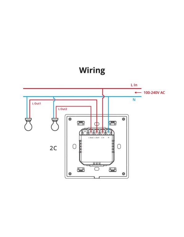 Sonoff T52C-WiFi Smart Wall Touch Switch 2-Button White