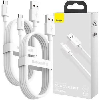 Baseus Cable MicroUSB to USB-A Simple Wisdom 1.5m White (2PC)