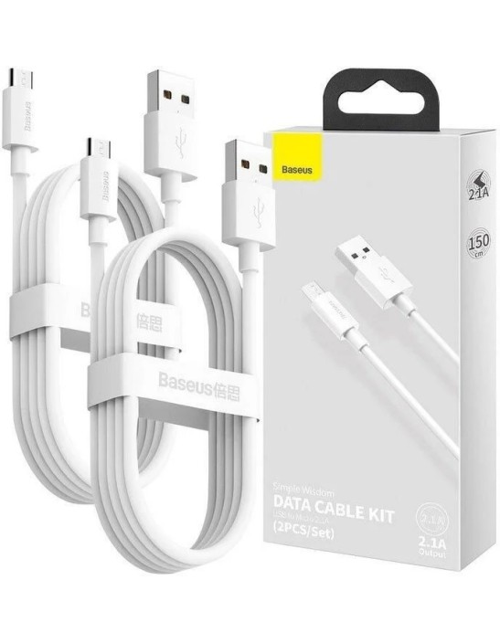 Baseus Cable MicroUSB to USB-A Simple Wisdom 1.5m White (2PC) Baseus Cable MicroUSB to USB-A Simple Wisdom 1.5m White (2PC)