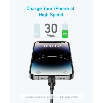 Anker Mobile Cable USB C to MFI 1.8m 322 Black