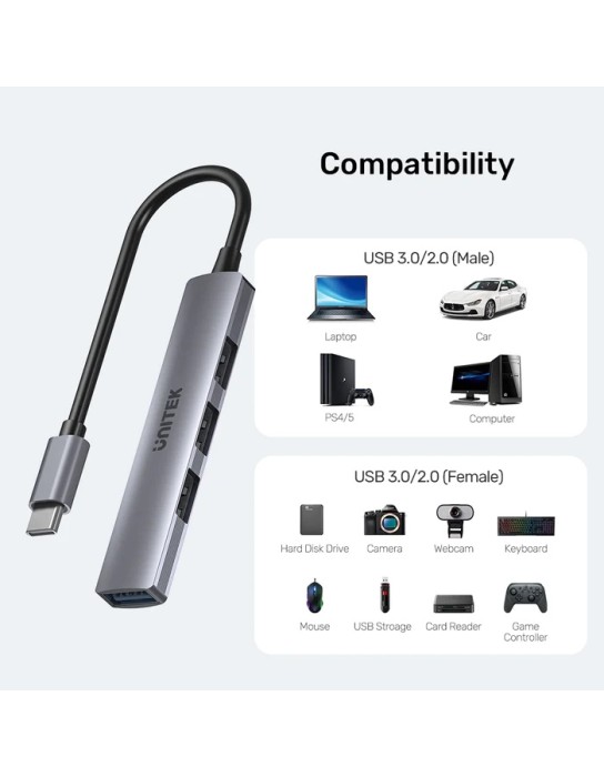 Unitek USB-C Hub 4port 3xUSB2.0 1xUSB3.0 H1208B Unitek USB-C Hub 4port 3xUSB2.0 1xUSB3.0 H1208B