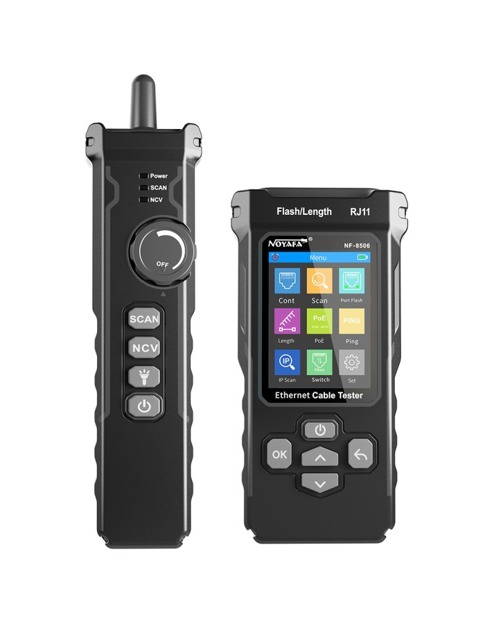 Noyafa Multi-Function Cable Tester with PoE Detection, Cable Length Measurement, Port Flashing, PING Testing & NCV Function NF-8506