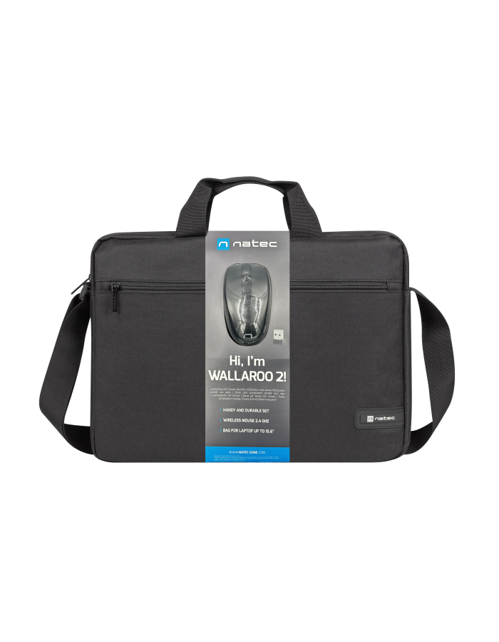 Natec WALLAROO2 15.6'' Laptop Bag with Wireless Mouse Black