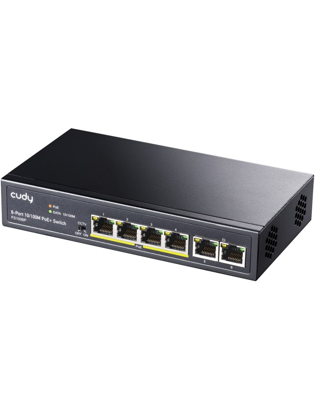 Cudy FS1006P 4-Port FE PoE Switch + 2 FE Uplink 60W with UK Plug Cudy FS1006P 4-Port FE PoE Switch + 2 FE Uplink 60W with UK Plug