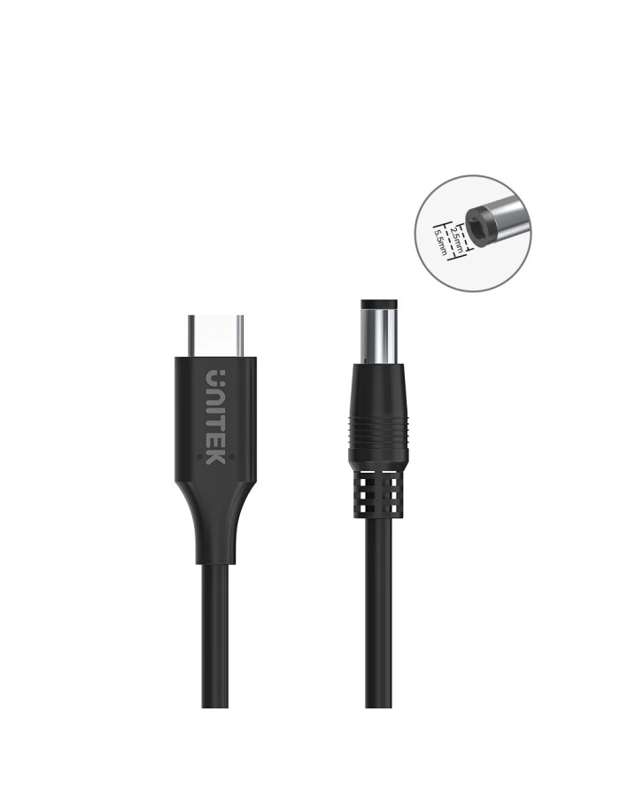 Unitek USB-C to DC Cable 1.8m 65W for Toshiba-Asus 5.5x2.5mm C14116BK Unitek USB-C to DC Cable 1.8m 65W for Toshiba-Asus 5.5x2.5mm C14116BK