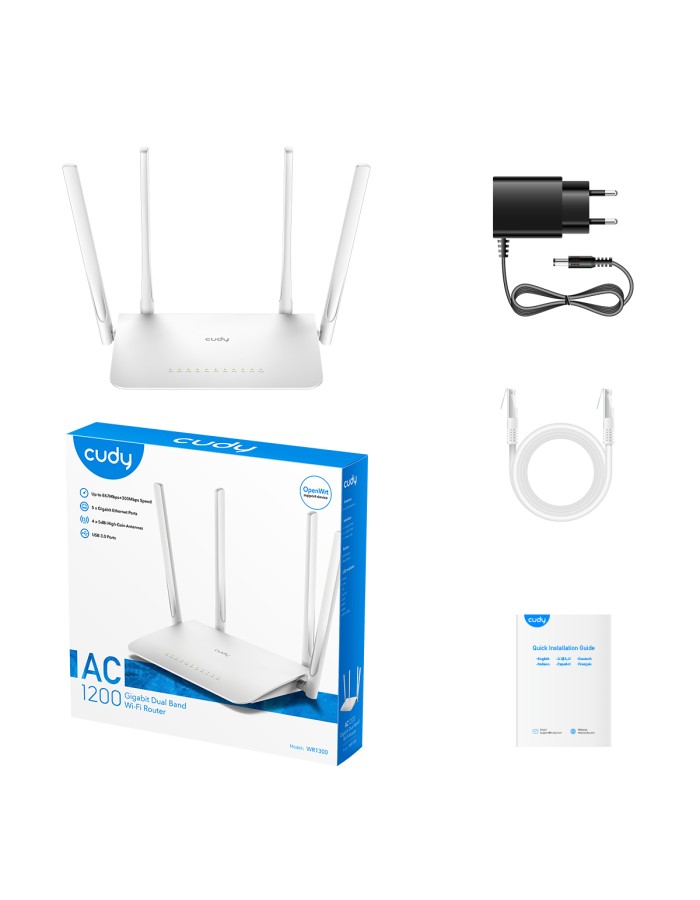 Cudy WR1300 AC1200 Dual Band Gigabit Wi-Fi Router with UK Plug