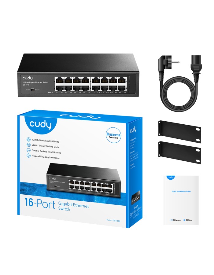 Cudy GS1016 16-Port Gigabit Ethernet Switch R/M with UK Plug
