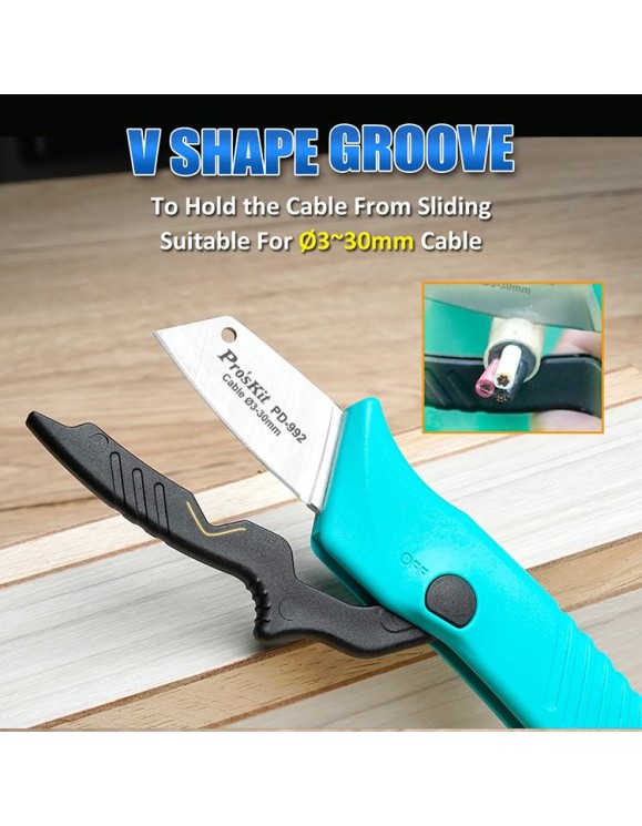 Proskit PD-992 Super Sharp Electricians Knife Anti Slip & Ergonomic with Dual Function Cover