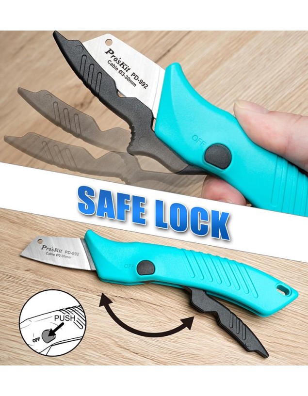 Proskit PD-992 Super Sharp Electricians Knife Anti Slip & Ergonomic with Dual Function Cover