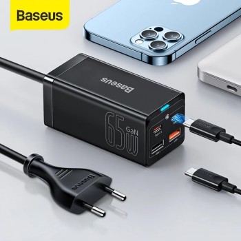 Baseus Charger Desktop 65W 2C+2U EU+100W USB-C Cable Black Baseus Charger Desktop 65W 2C+2U EU+100W USB-C Cable Black