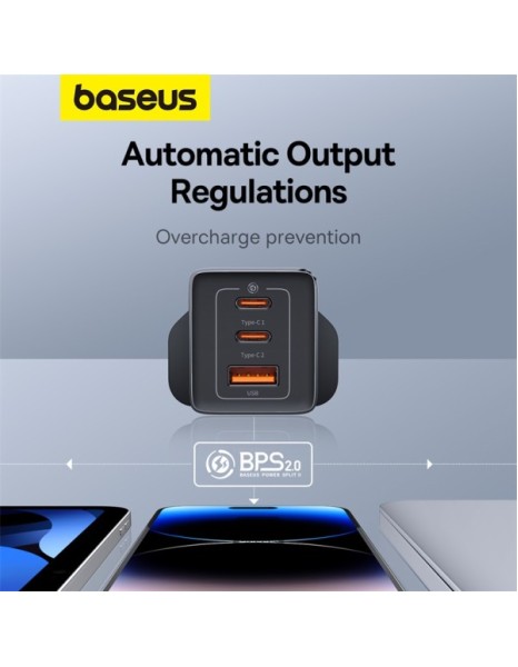 Baseus Charger Wall 65W USB-Cx2/USB-A UK+100W USB-C Cable Black Baseus Charger Wall 65W USB-Cx2/USB-A UK+100W USB-C Cable Black