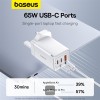 Baseus Charger Wall 65W USB-Cx2/USB-A UK+100W USB-C Cable White Baseus Charger Wall 65W USB-Cx2/USB-A UK+100W USB-C Cable White