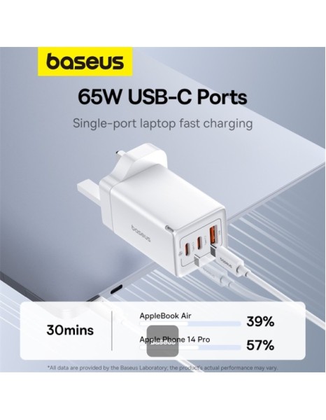 Baseus Charger Wall 65W USB-Cx2/USB-A UK+100W USB-C Cable White Baseus Charger Wall 65W USB-Cx2/USB-A UK+100W USB-C Cable White