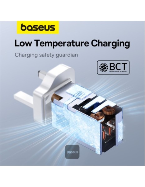 Baseus Charger Wall 65W USB-Cx2/USB-A UK+100W USB-C Cable White Baseus Charger Wall 65W USB-Cx2/USB-A UK+100W USB-C Cable White
