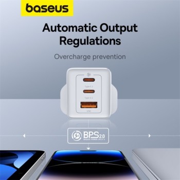 Baseus Charger Wall 65W USB-Cx2/USB-A UK+100W USB-C Cable White Baseus Charger Wall 65W USB-Cx2/USB-A UK+100W USB-C Cable White