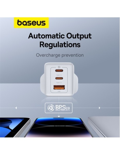 Baseus Charger Wall 65W USB-Cx2/USB-A UK+100W USB-C Cable White Baseus Charger Wall 65W USB-Cx2/USB-A UK+100W USB-C Cable White