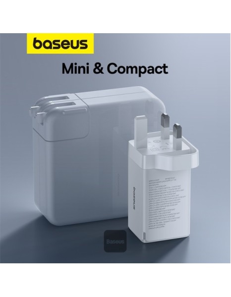 Baseus Charger Wall 65W USB-Cx2/USB-A UK+100W USB-C Cable White Baseus Charger Wall 65W USB-Cx2/USB-A UK+100W USB-C Cable White