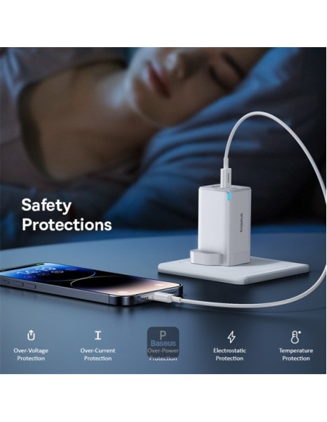 Baseus Charger Wall 65W USB-Cx2/USB-A UK+100W USB-C Cable White Baseus Charger Wall 65W USB-Cx2/USB-A UK+100W USB-C Cable White